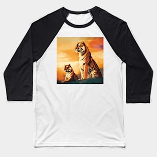 Two Tigers Sitting Together Baseball T-Shirt